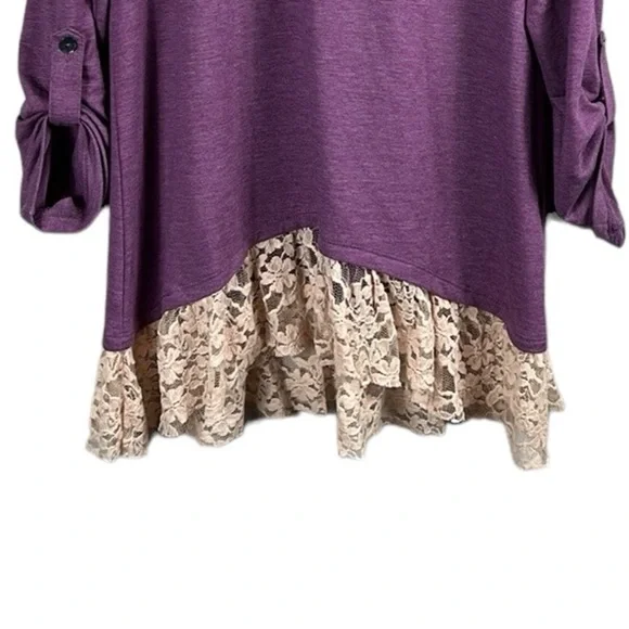 LOGO Lounge Lace Trim Lounge Tunic Top Size M - Picture 4 of 8